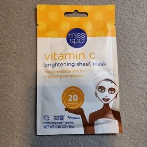 Miss Spa Vitamin C Brightening Sheet Mask 0.67 oz Vegan 20 Minute Women Owned